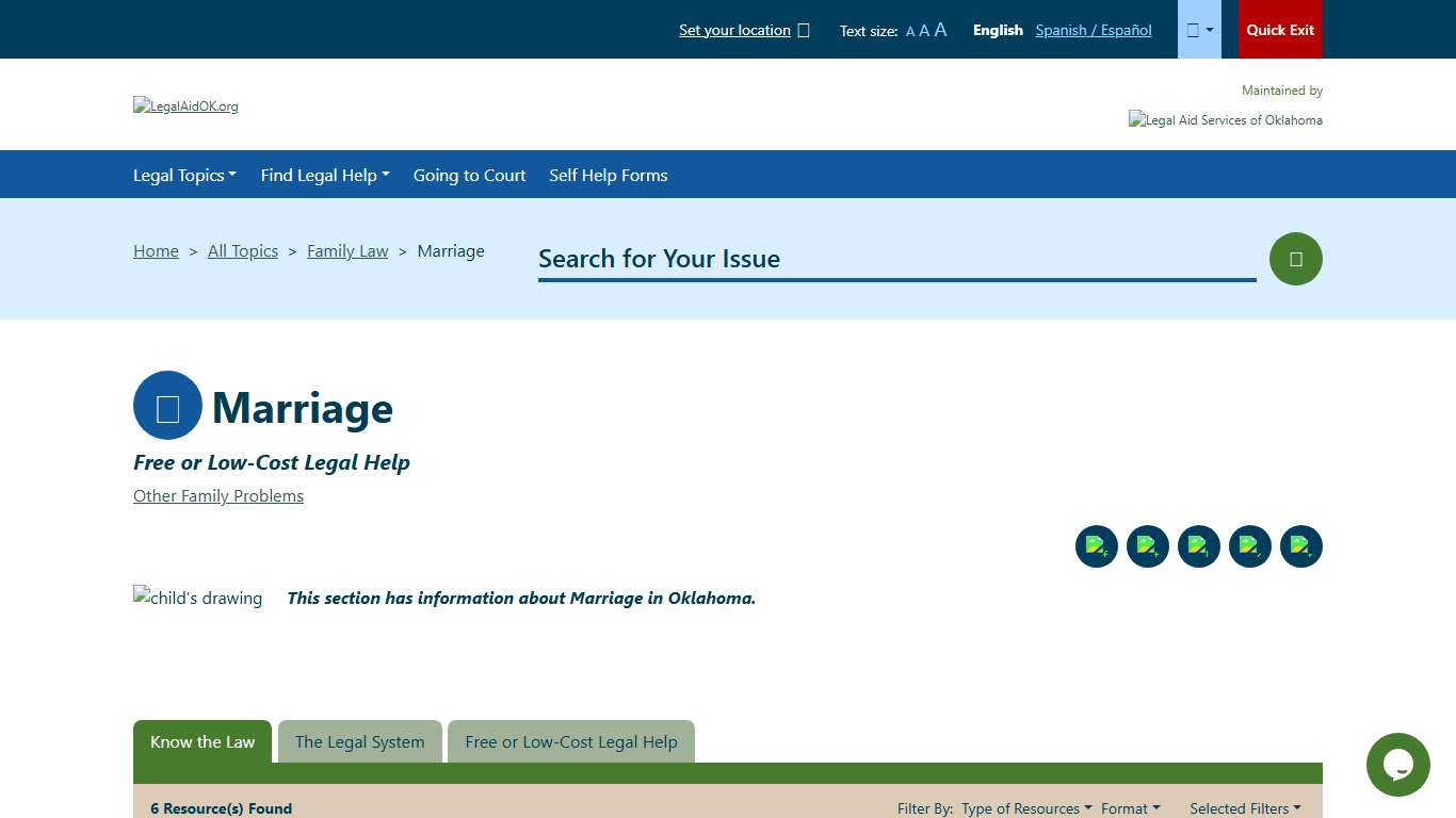 Free or Low-Cost Legal Help - Marriage - Family Law | Welcome to Legal Aid Services of Oklahoma's guide to free legal help in Oklahoma.